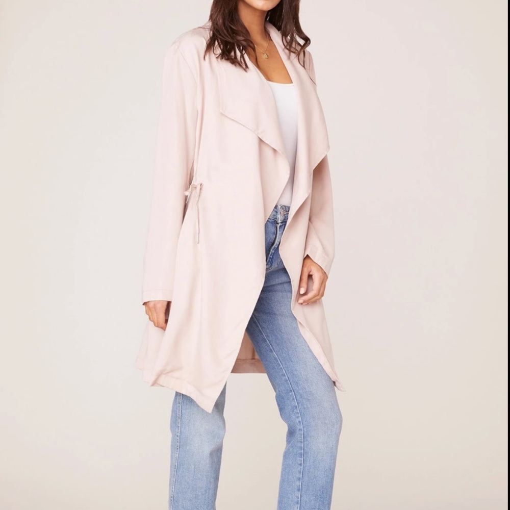 BB Dakota Light Blush Draped Trench Coat